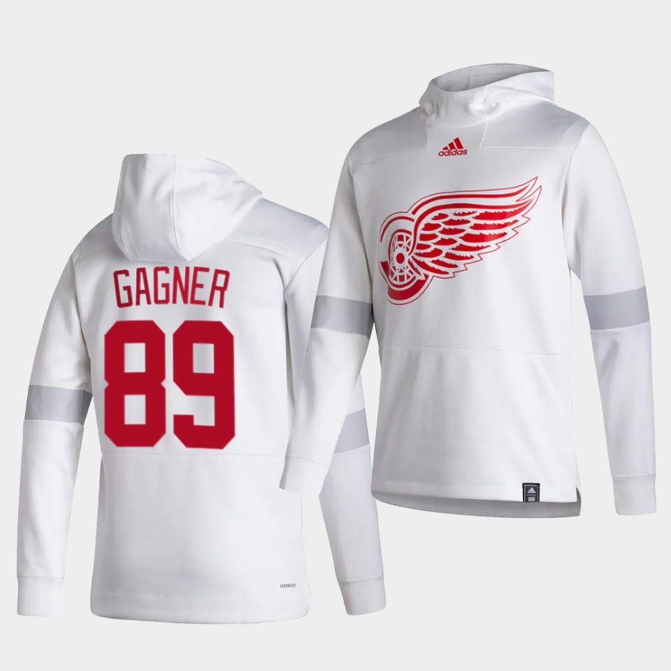 Men Detroit Red Wings #89 Gagner White NHL 2021 Adidas Pullover Hoodie Jersey->detroit red wings->NHL Jersey